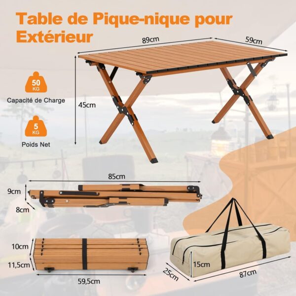 GOPLUS Table de Camping طاولة نزهة قابلة للطي